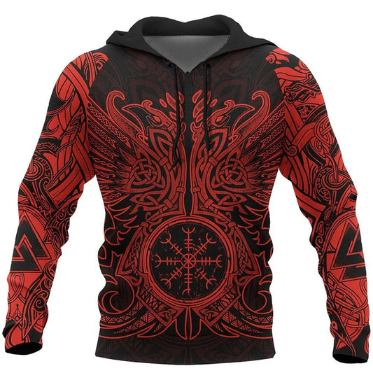 I.L.F.A. - Mens Hoodies Vikings eagle Tattoo Fashion Animal pattern 3D Printed Style Casual Harajuku Hip Hop Pullover Oversized Sudaderas